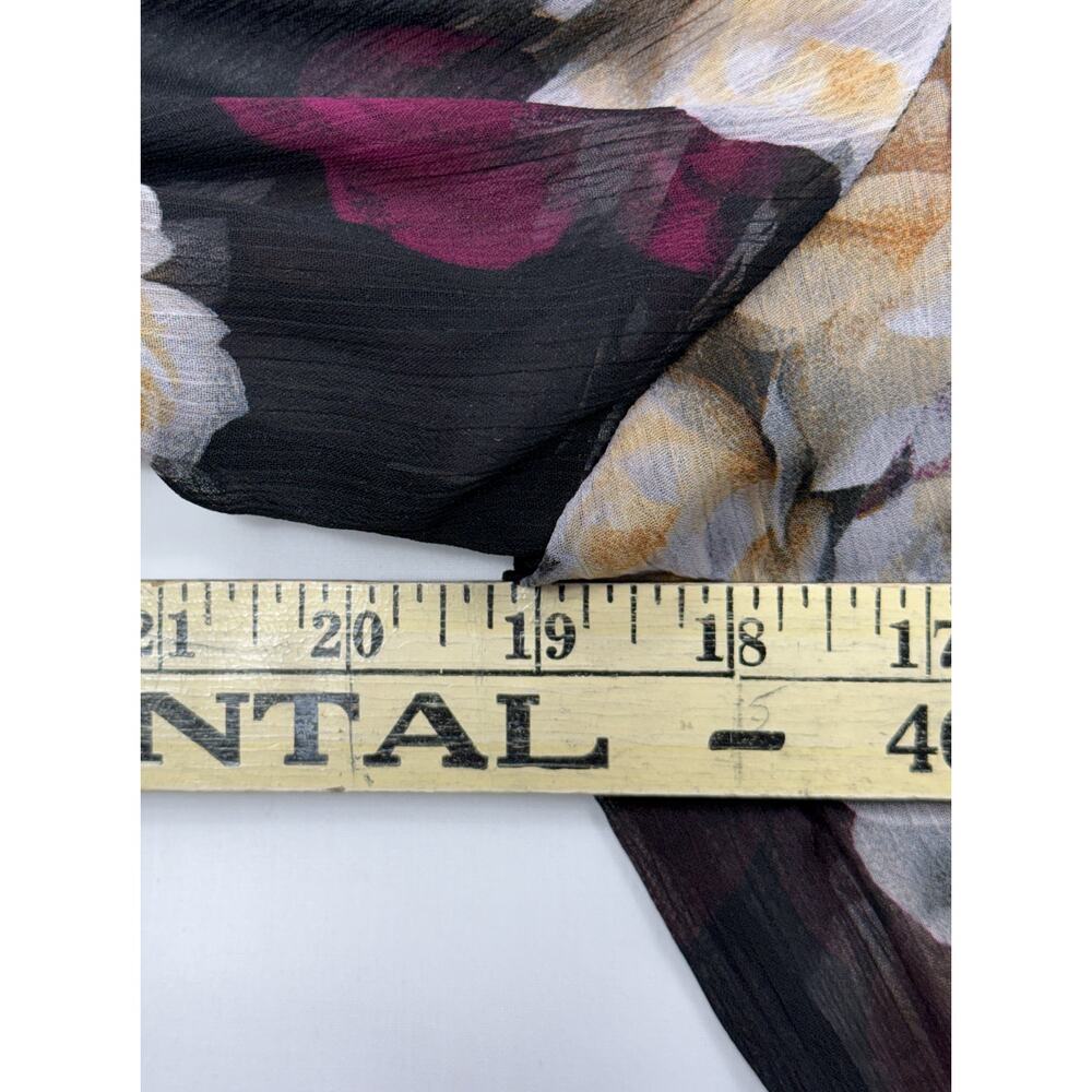Calvin Klein women's black floral print dress sheer belted waist Sz 8 - Picture 11 of 12